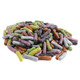 Kenny's Licorice Pastels, soft black licorice with sweet colorful pastel candy shells, 3/4 inch long pieces.