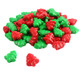 Vibrant red and green mini Christmas tree pressed candies, approximately 570 pieces per pound, 1/2 inch tall.
