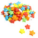 Assorted Starzmania candy stars, 6 bright colors: red, blue, white, yellow, green, orange. Mini pressed candy, approx 720 per pound.