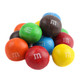 Rainbow colored Caramel M&M's chocolate candies. Bulk bag, approx 180 smooth caramel filled M&M's per pound.