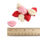 Red Valentine mellocreme candy mix, 80 pieces, with cupid, heart, and lip shapes for Valentine's Day.