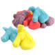Unicorn Gummies, 4 assorted pastel colors: grape-purple, strawberry-pink, lemon-yellow, raspberry-blue. Approx 65 pieces per pound.