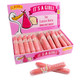 36 "It's A Girl" pink bubble gum cigars, 0.7 oz each, perfect for baby girl shower favors.