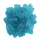 Aqua blue watermelon gummy bears, 1-inch long, approx 145 per pound, juicy watermelon flavor. Made in USA.