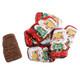 Mini Chocolate Santas Krisp Kringles, milk chocolate with crisps, happy smiling faces, red foil, approx 48 per pound.