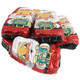 Mini chocolate Santas, Krisp Kringles, 48 per pound. Red foil wrapped milk chocolate with crisps, smiling faces.