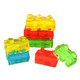 80 multicolored Hilco 3D Gummy Building Blocks per pound, fun fruity candy bricks for builders.