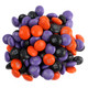 Black, purple, and orange M&M's candy, approx 500 pieces per pound, perfect for festive Halloween celebrations.