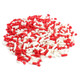 Red and white sprinkles, decorettes, jimmies for Valentine's Day baking, cookies, cupcakes, and dessert toppings.