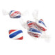 Red, white, and blue striped peppermint twists, individually wrapped. Approximately 95 patriotic mint twists per pound.