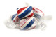 Individually wrapped Red, White, and Blue mint twists with red and blue stripes. Approximately 95 patriotic USA candies per pound.