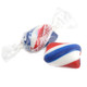 Red, White, and Blue peppermint twists, individually wrapped with red and blue stripes. Approx 95 per pound, Made in USA.