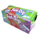 Fun Dip 24 pack, 3 classic flavors: blue Razz Apple, red Cherry, purple Grape, with candy sticks.