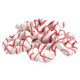 Valentines white yogurt-covered pretzels, drizzled with red and pink, approx 45 per pound.