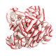 Valentine's white yogurt-covered pretzels, red & pink drizzle, approx 45 pieces per pound.