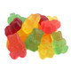 Assorted natural gummy bears, approx 130 per lb, in vibrant yellow, orange, red, green, pink fruit colors. USA made.