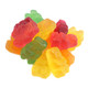 All Natural Gummy Bears, classic assorted fruit flavors: lemon, orange, cherry, green apple, watermelon. Approx 130 per pound.