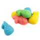 Vidal Gummy Bunnies, pastel yellow, green, blue, pink, cute bunny faces, creamy strawberry flavor, Easter candy.