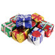 Individually wrapped milk chocolate Christmas presents, 5 different colorful foil designs, approx 50 per pound, Madelaine.