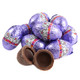 Palmer Fudge Filled Easter Eggs, milk chocolate, rich fudge, pastel purple foil, approx 30 per pound.