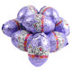 Palmer Fudge Filled Easter Eggs, milk chocolate, rich fudge center, pastel purple foil, approx. 30 per pound.