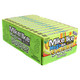 "A cardboard retail display case containing a 12-pack of Mike and Ike Mega Mix Sour Theater Boxes, featuring the signature bright neon green packaging