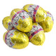 Palmer Peanut Butter Filled Easter Eggs, milk chocolate, smooth peanut butter, shiny assorted foil wrapped, approx 36 per pound.