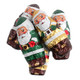 Miniature dark chocolate foil-wrapped Santas, bright smiling faces, festive Christmas candy, approx 50/lb.