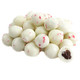 Kopper's Peppermint Chocolate Bites, white chocolate covered, with red and white crushed candy canes. Approx 160 per pound.