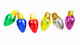 Colorful 1/2 lb Madelaine solid milk chocolate Christmas lights candy in a treat cube, tied with a festive bow.