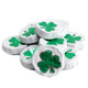 Solid milk chocolate discs, white foil wrappers, bright green shamrocks. Approx 55 per lb. Perfect St. Patrick's Day candy.