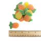 Chewy yellow, orange, green sour gummy pineapple candies, sugar-coated, approx. 75 per pound.