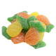 Yellow, orange, green gummy sour pineapples, chewy candy with a sweet pineapple flavor and sour sugar coating, approx 75 per lb.