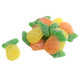 Yellow, orange, green Gummy Sour Pineapples with a sour sugar coating, approx 75 pieces per pound.