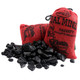 24 pack black coal mine bubble gum, small fruity nuggets in rustic burlap pouches. Naughty Christmas novelty candy.