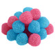 2.2lb vibrant blue & pink bubble gum berries, nonpareil-covered bite-sized candy, great for baby showers.