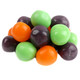 Vibrant green, orange, and black cherry Halloween Chewy Sour Balls, approximately 100 pieces per pound.