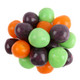 Vibrant green, orange, and black cherry Halloween Chewy Sour Balls, approx 100 per pound.