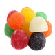 Large gumdrops, vibrant rainbow colors, assorted cherry, orange, grape, lime, lemon, pineapple fruity flavors.