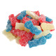 Sour Patch Kids, red, white, & blue. Chewy, sour-then-sweet, blue raspberry, cherry, pineapple. Approx 175/lb.