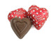 Double Crisp milk chocolate Valentine hearts, individually wrapped in bright foils. Creamy, crispy rice pieces, approx. 48 per pound.