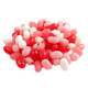 Jelly Belly Valentine jelly beans. Red, pink, white mix of Strawberry, Bubble Gum, Coconut flavors. Approx 400 per pound.