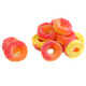 Mouth-watering orange Gummy Peach Rings with light sanded sugar coating. Approx 55 rings per pound.