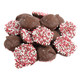 Valentine Milk Chocolate Nonpareils, creamy discs with festive red, pink, and white sprinkles, approx 130 per pound.