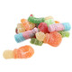 Rainbow sour gummy mix, assorted shapes: bears, spiders, watermelon, soda bottles. Approx 85 pieces per lb.