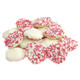 Valentine White Chocolate Nonpareils, 1 lb, ~130 pieces. White chocolate discs with red, pink, white nonpareils.