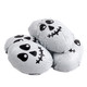 Ghoulish foil-wrapped chocolate crisp Halloween skulls, approx. 47 per pound.