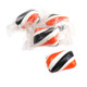 Vibrant orange and black twisted hard candy, individually wrapped Halloween treats, approx 93 pieces per pound.