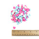 Baby Shower Candy Hearts, a sweet mixture of baby blue, pink, and white hearts, approx. 800 per pound.