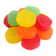 Assorted JuJu Coins by Zachary, 1-inch. Red, orange, yellow, green fruit-flavored candies with dollar symbols.